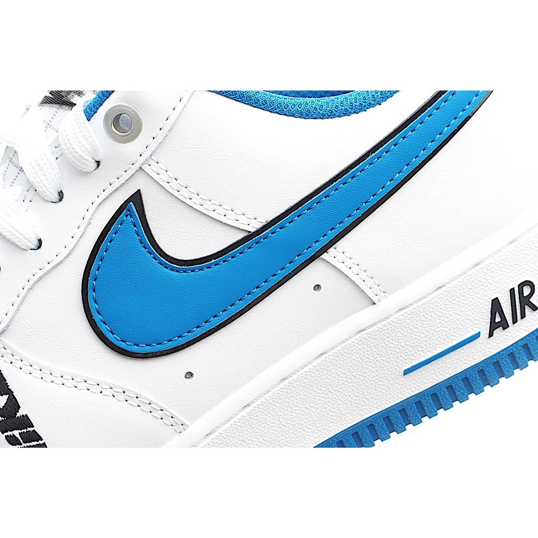 Nike Air Force 1 Low Top White and Blue Reflective