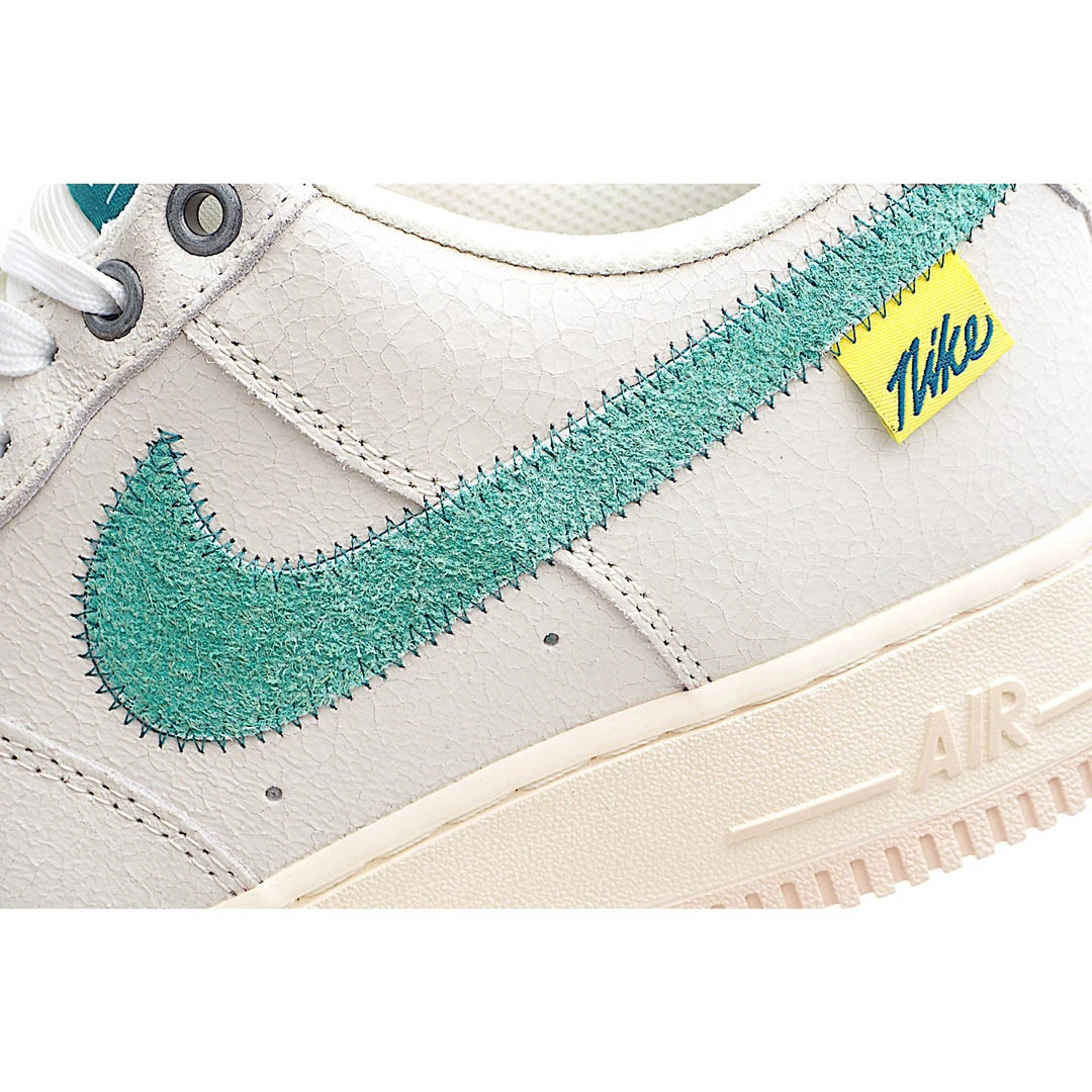 Nike Air Force 1 Mid Mid Top White and Green Reflective Gypsophila