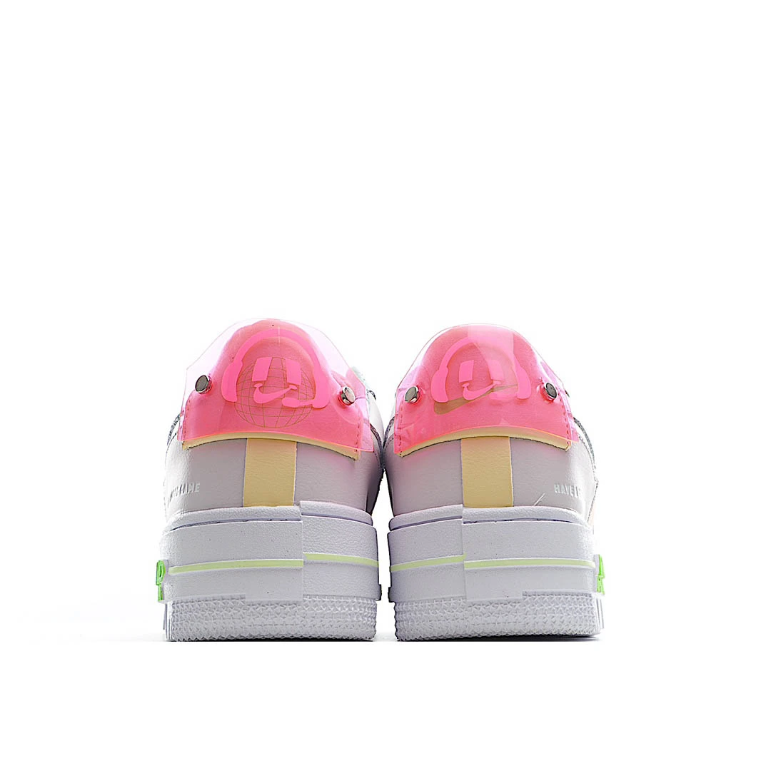 Nike Air Force 1 Shadow White, Green and Pink Low-Top Sneakers