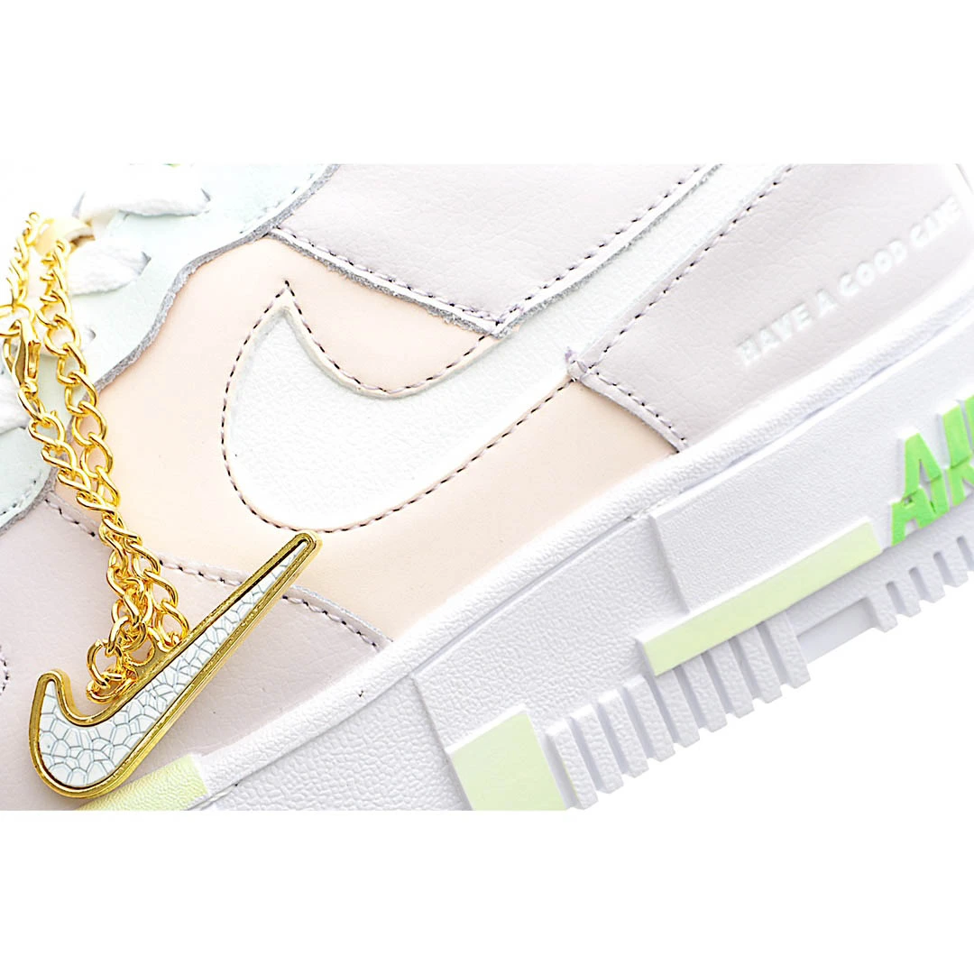 Nike Air Force 1 Shadow White, Green and Pink Low-Top Sneakers