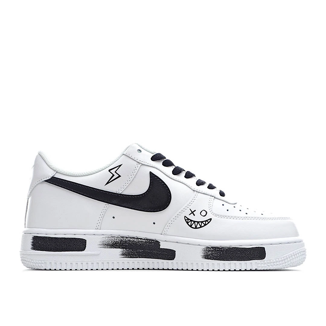 Nike Air Force 107 Low-Top Sneakers White and Orange Reflective Hook