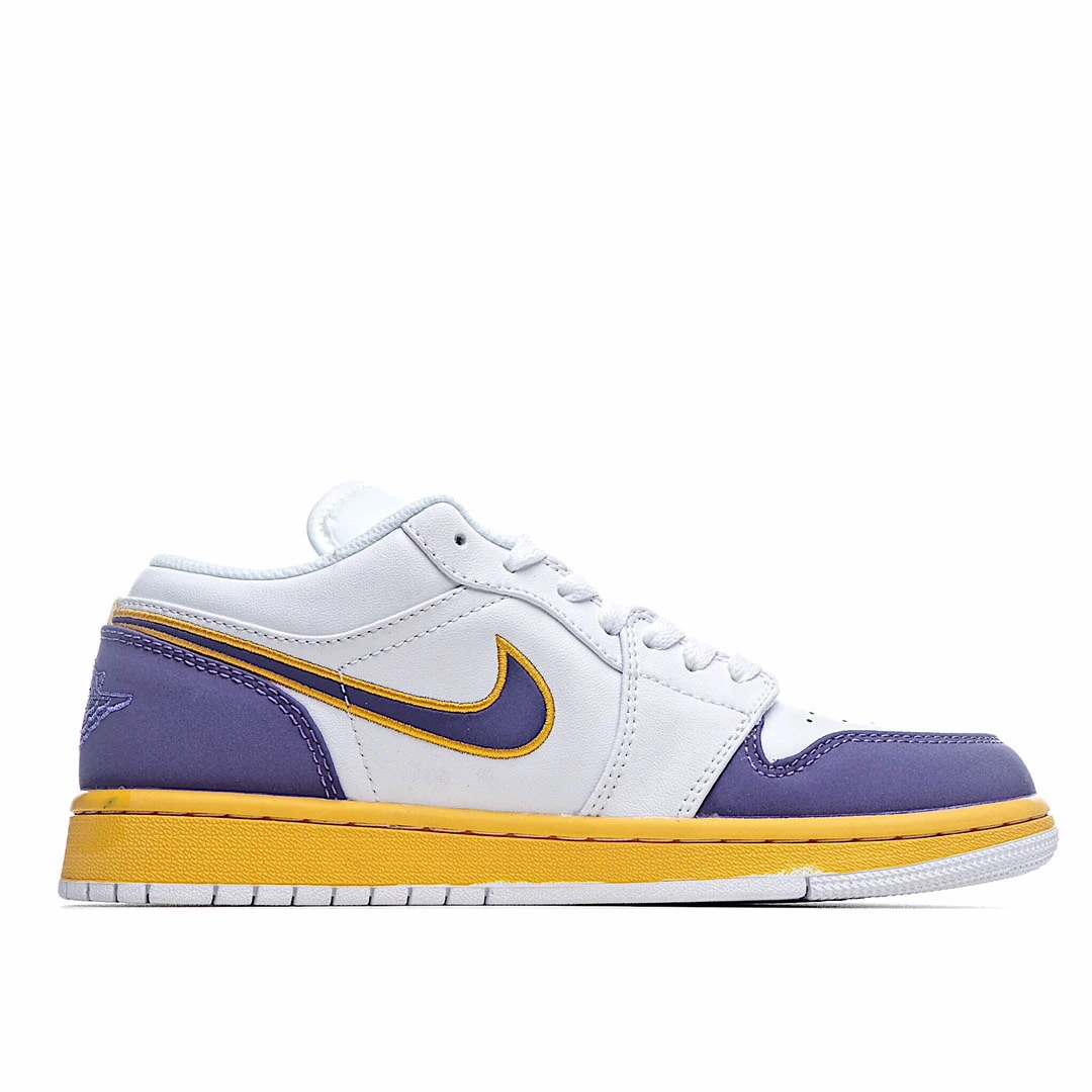 Air Jordan 1 Low Joe 1 Low Basketball Shoes Purple Gold Lakers