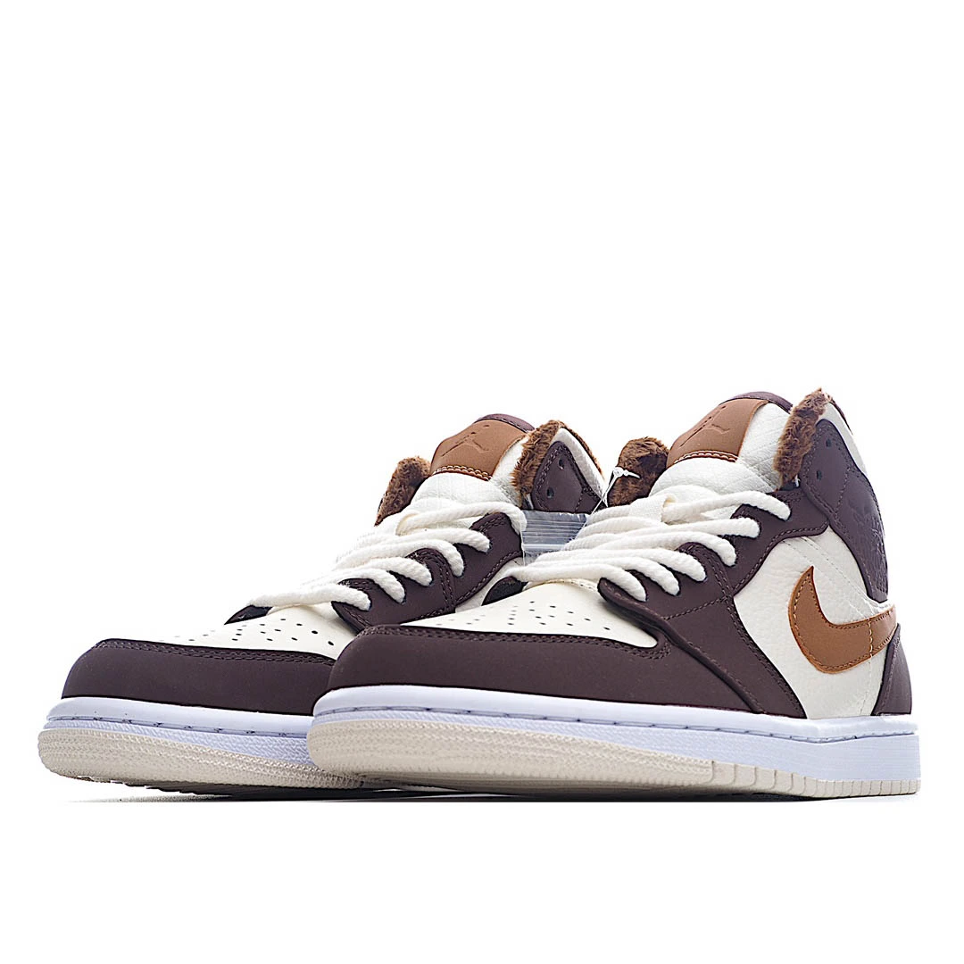 Air Jordan 1 Mid AJ1 Mid Basketball Shoes Beige Brown