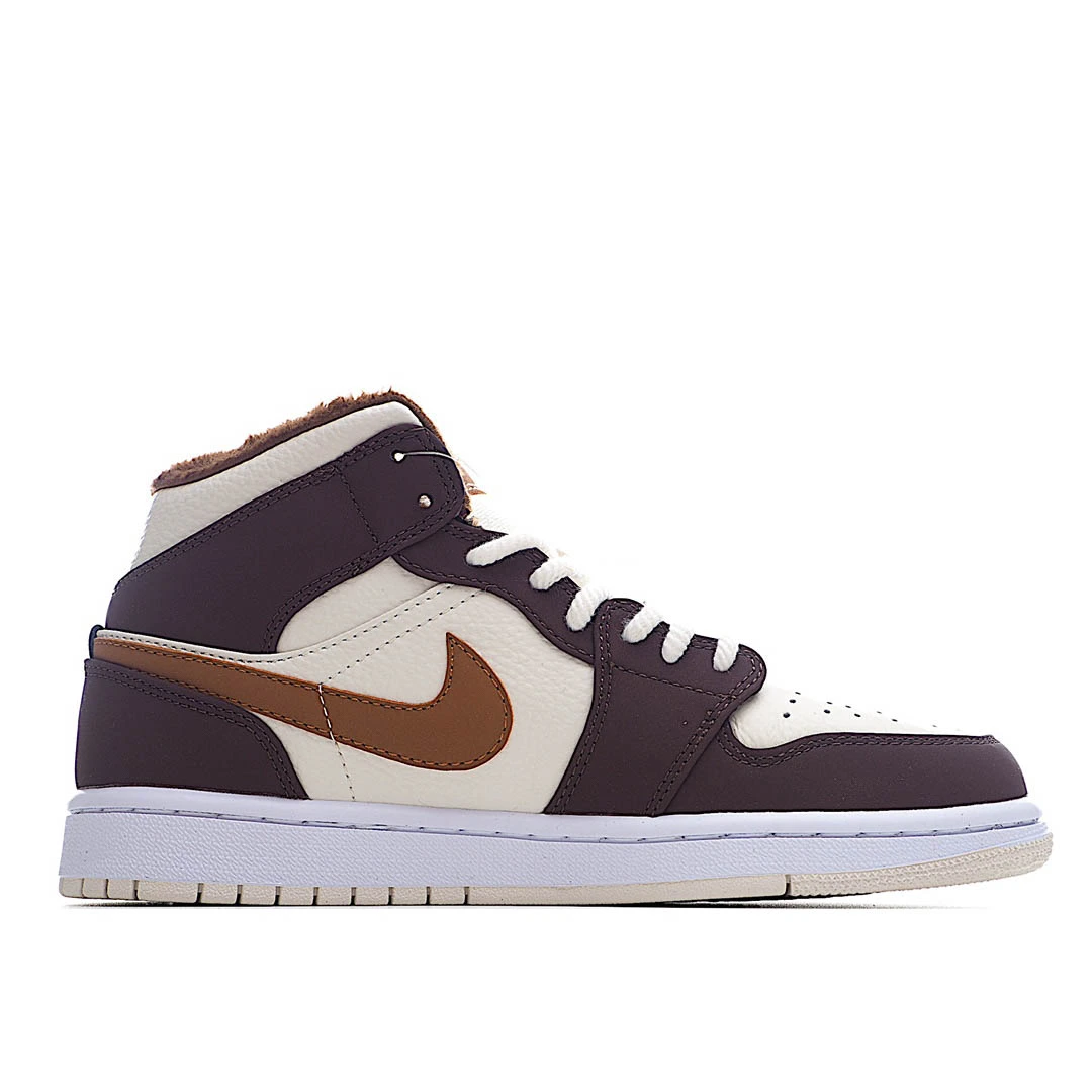 Air Jordan 1 Mid AJ1 Mid Basketball Shoes Beige Brown