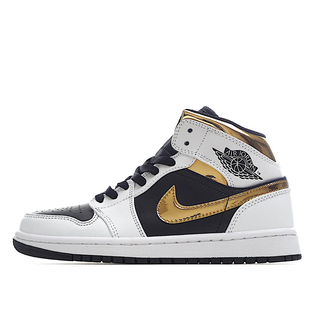 Air Jordan 1 Mid GS White Gold