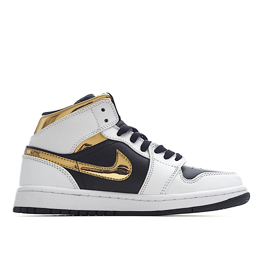 Air Jordan 1 Mid GS White Gold