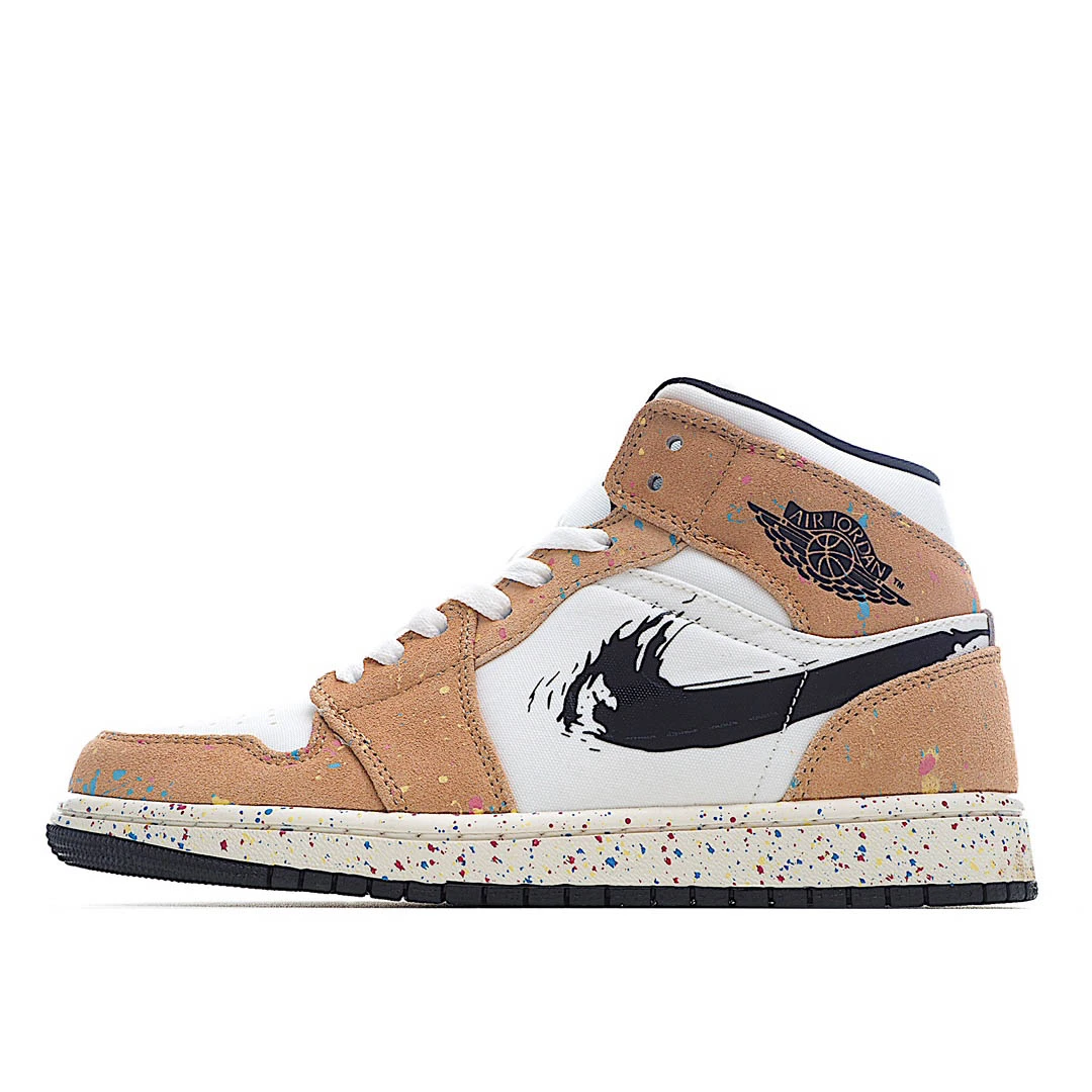 Air Jordan 1 Mid SE GS Brushstroke Paint Splatter