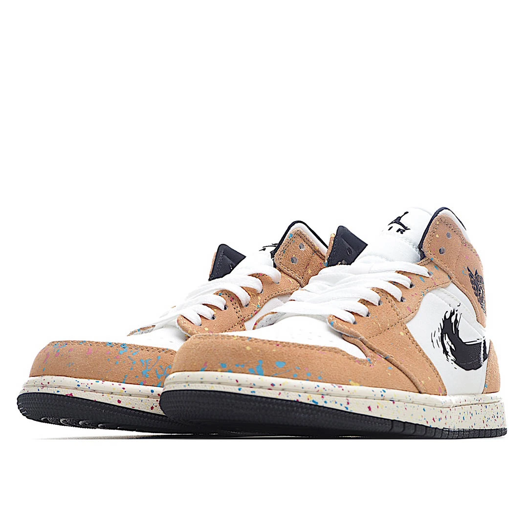 Air Jordan 1 Mid SE GS Brushstroke Paint Splatter