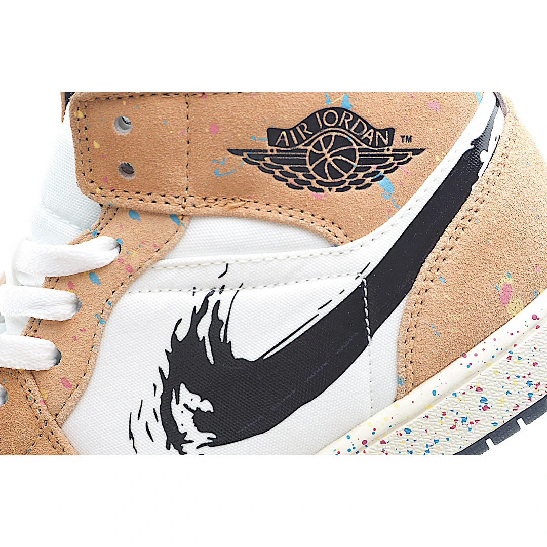 Air Jordan 1 Mid SE GS Brushstroke Paint Splatter