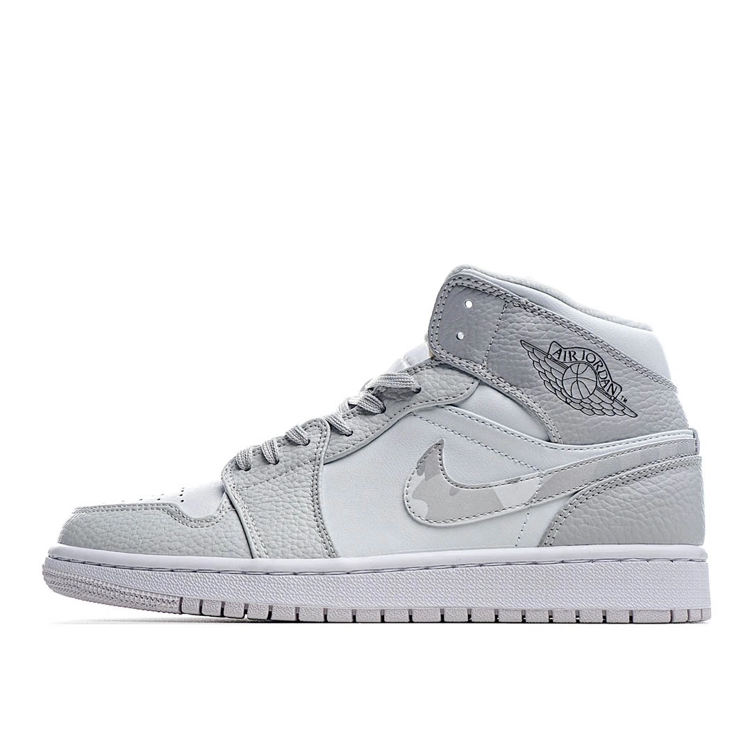 Air Jordan 1 Mid Swoosh Logo – Grey Camo