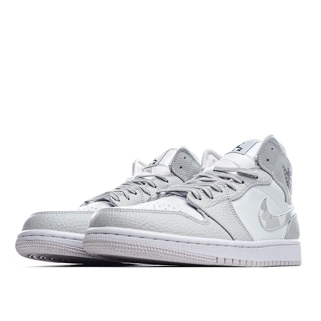 Air Jordan 1 Mid Swoosh Logo – Grey Camo