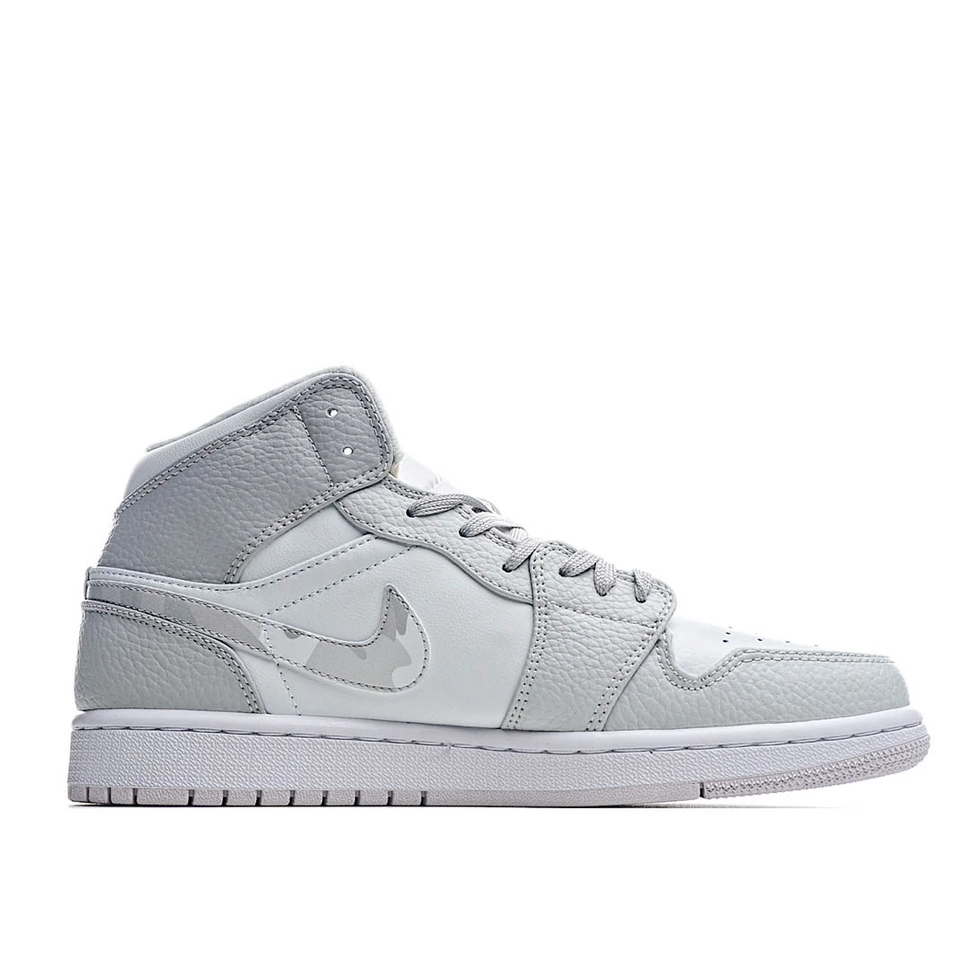 Air Jordan 1 Mid Swoosh Logo – Grey Camo