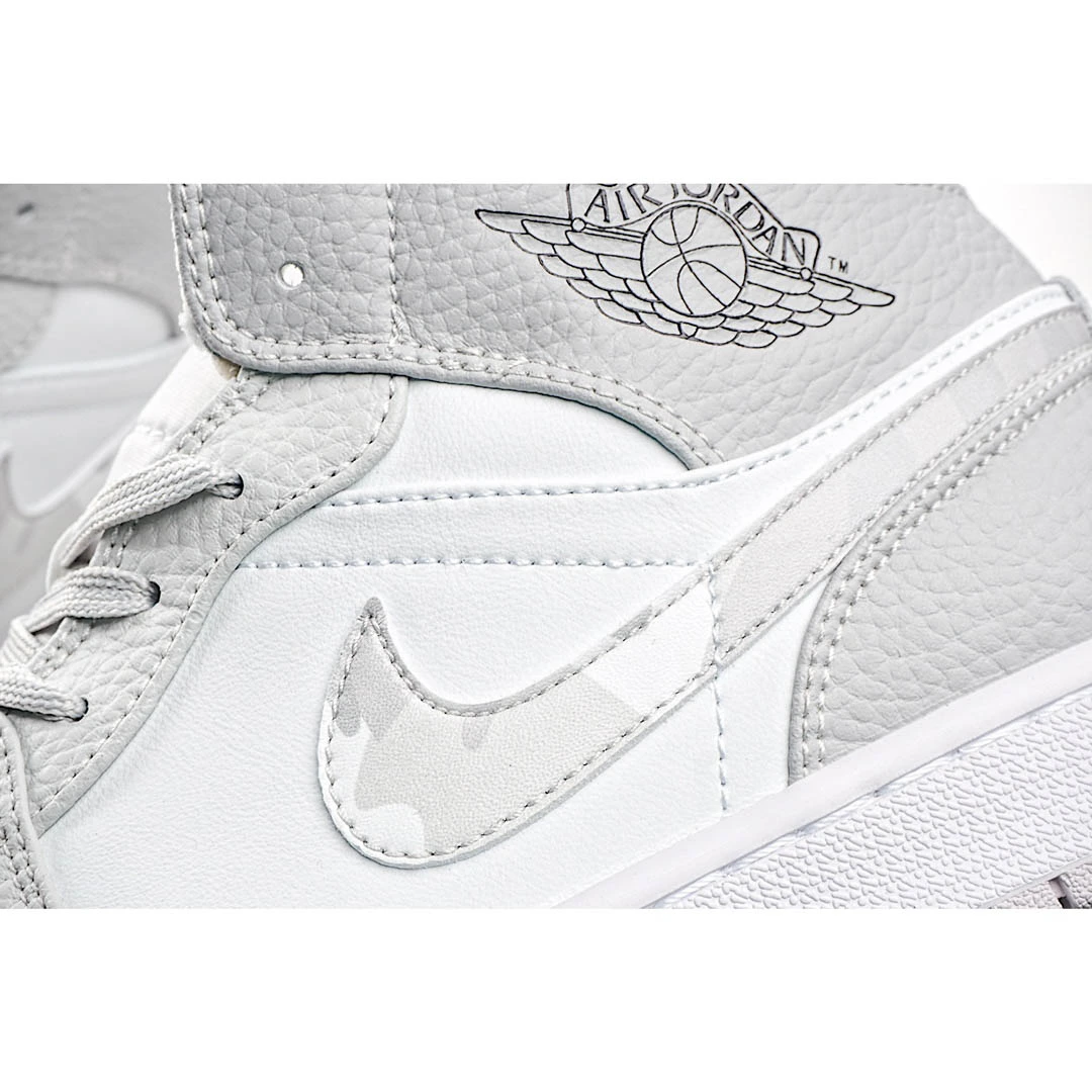 Air Jordan 1 Mid Swoosh Logo – Grey Camo