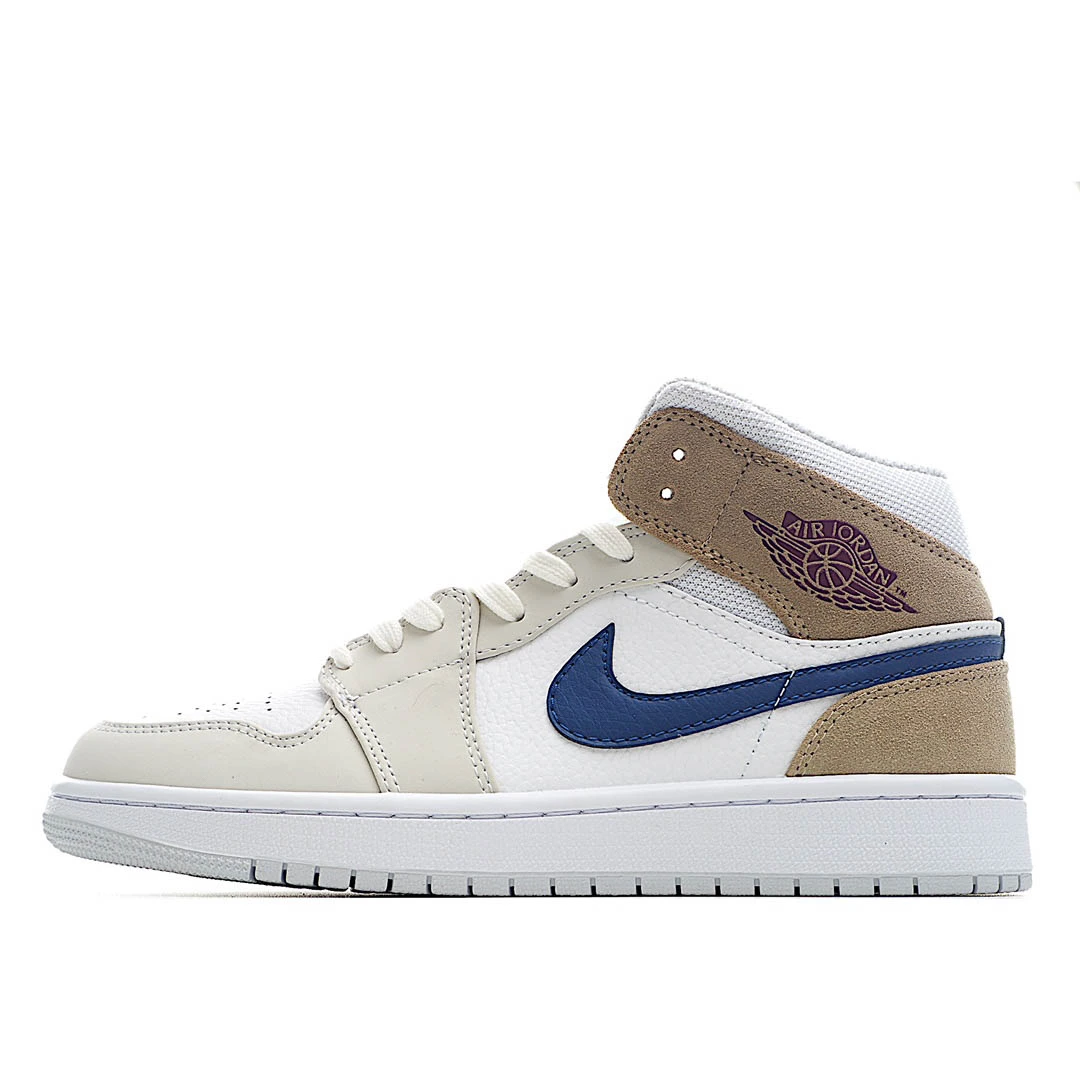 Air Jordan 1 Mid White Khaki Blue Void