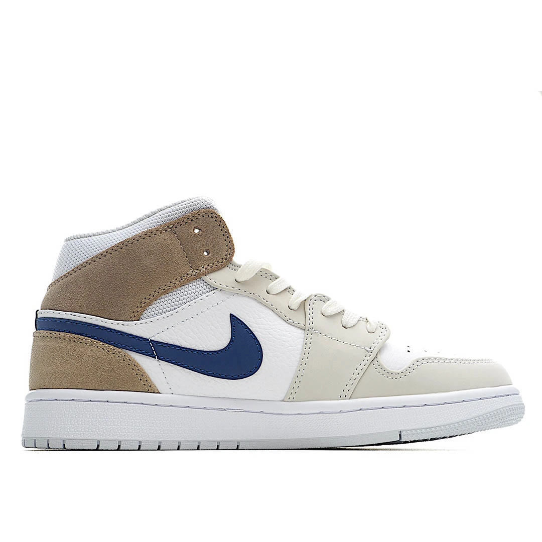 Air Jordan 1 Mid White Khaki Blue Void