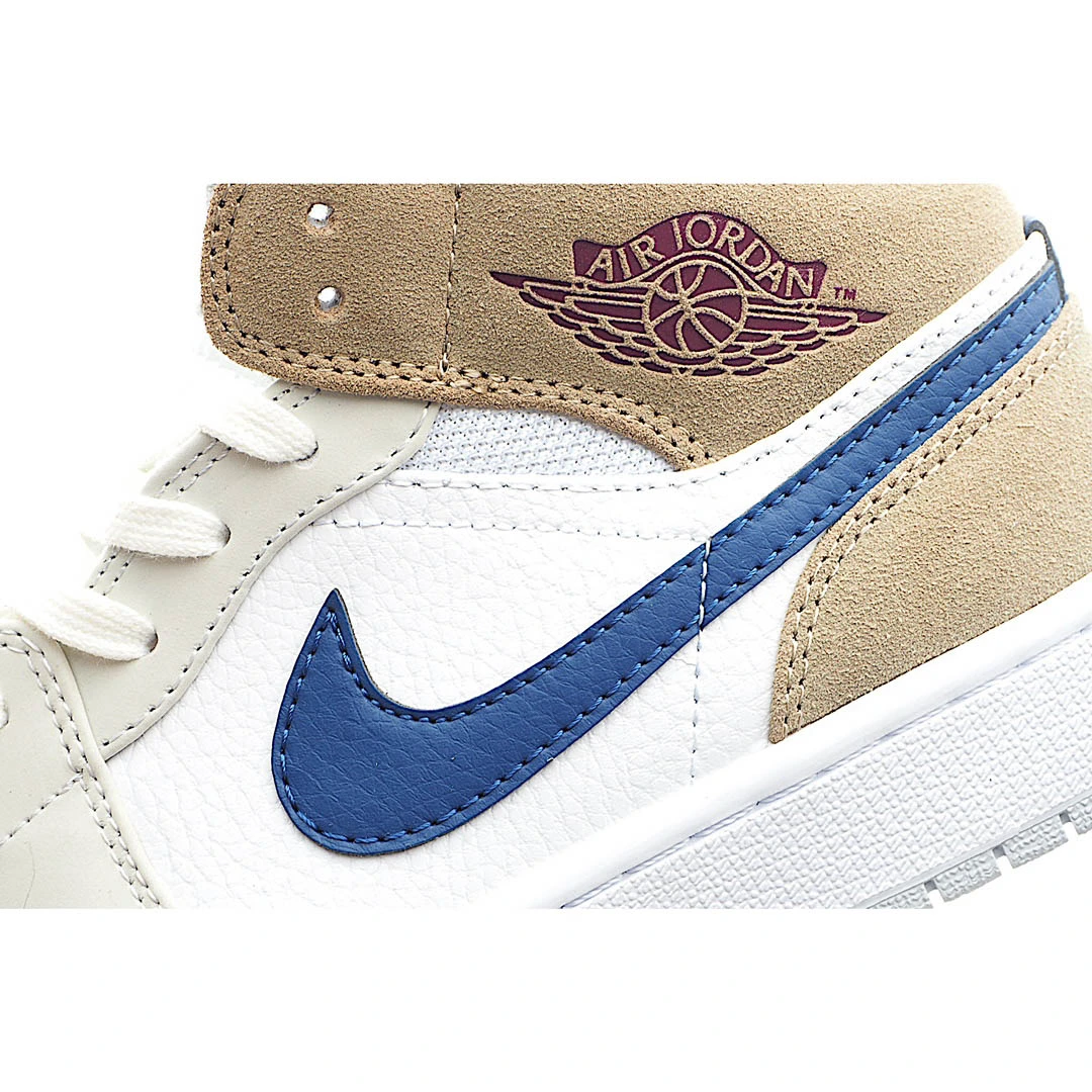 Air Jordan 1 Mid White Khaki Blue Void