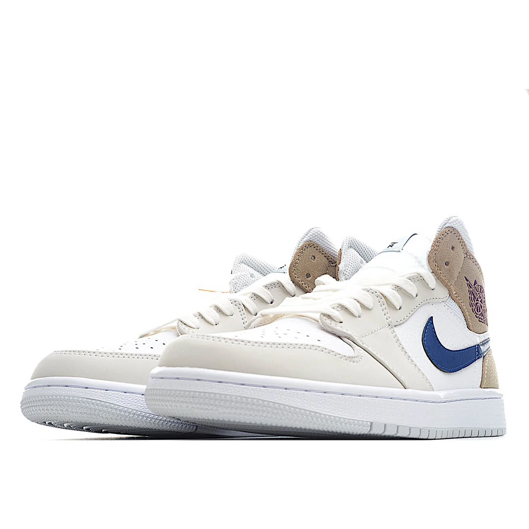 Air Jordan 1 Mid White Khaki Blue Void