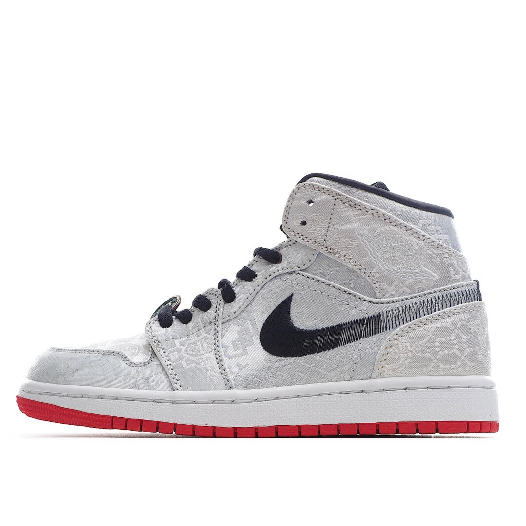 Clot x Air Jordan AJ1 Mid Fearless in white silk