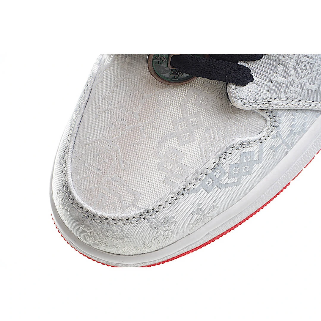 Clot x Air Jordan AJ1 Mid Fearless in white silk