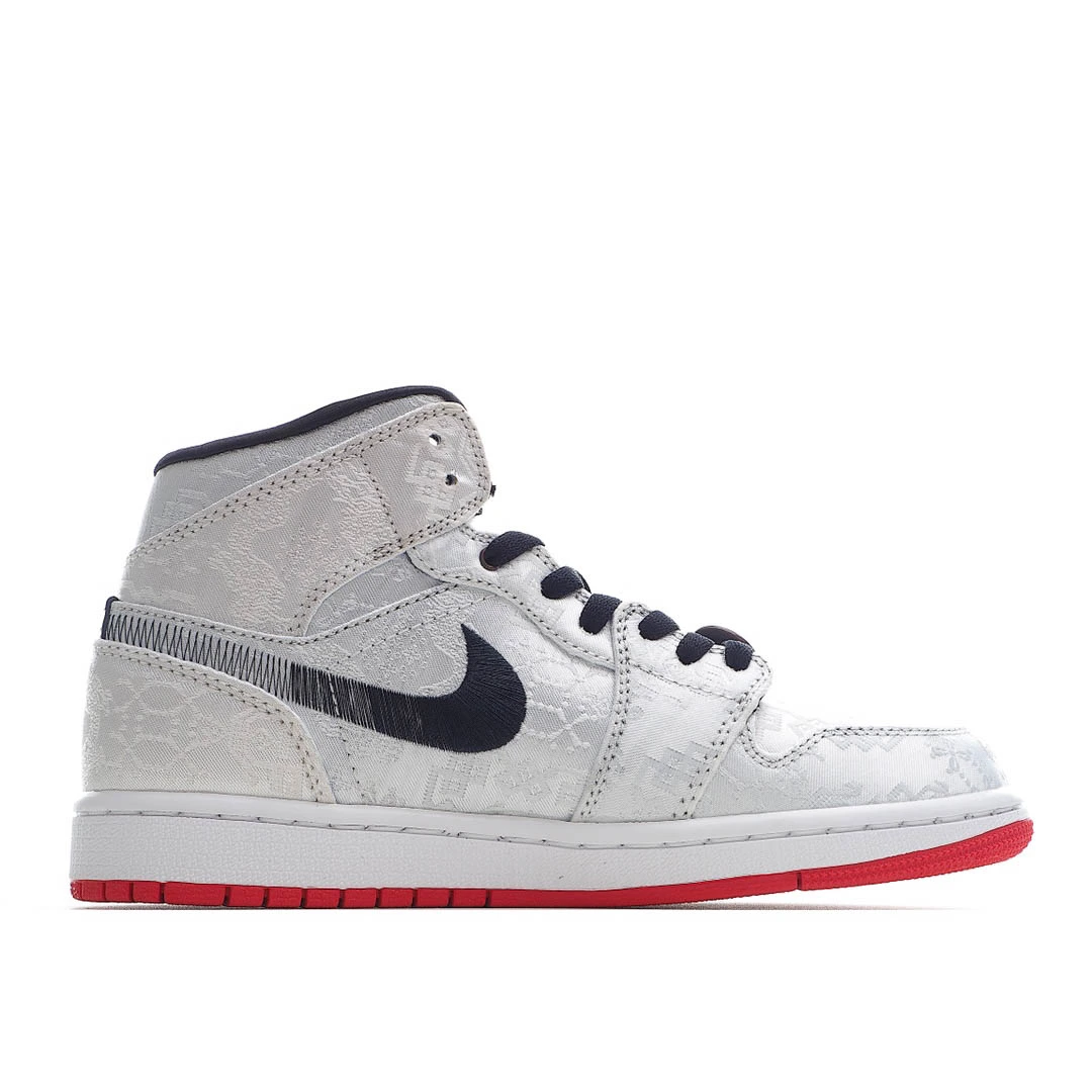 Clot x Air Jordan AJ1 Mid Fearless in white silk