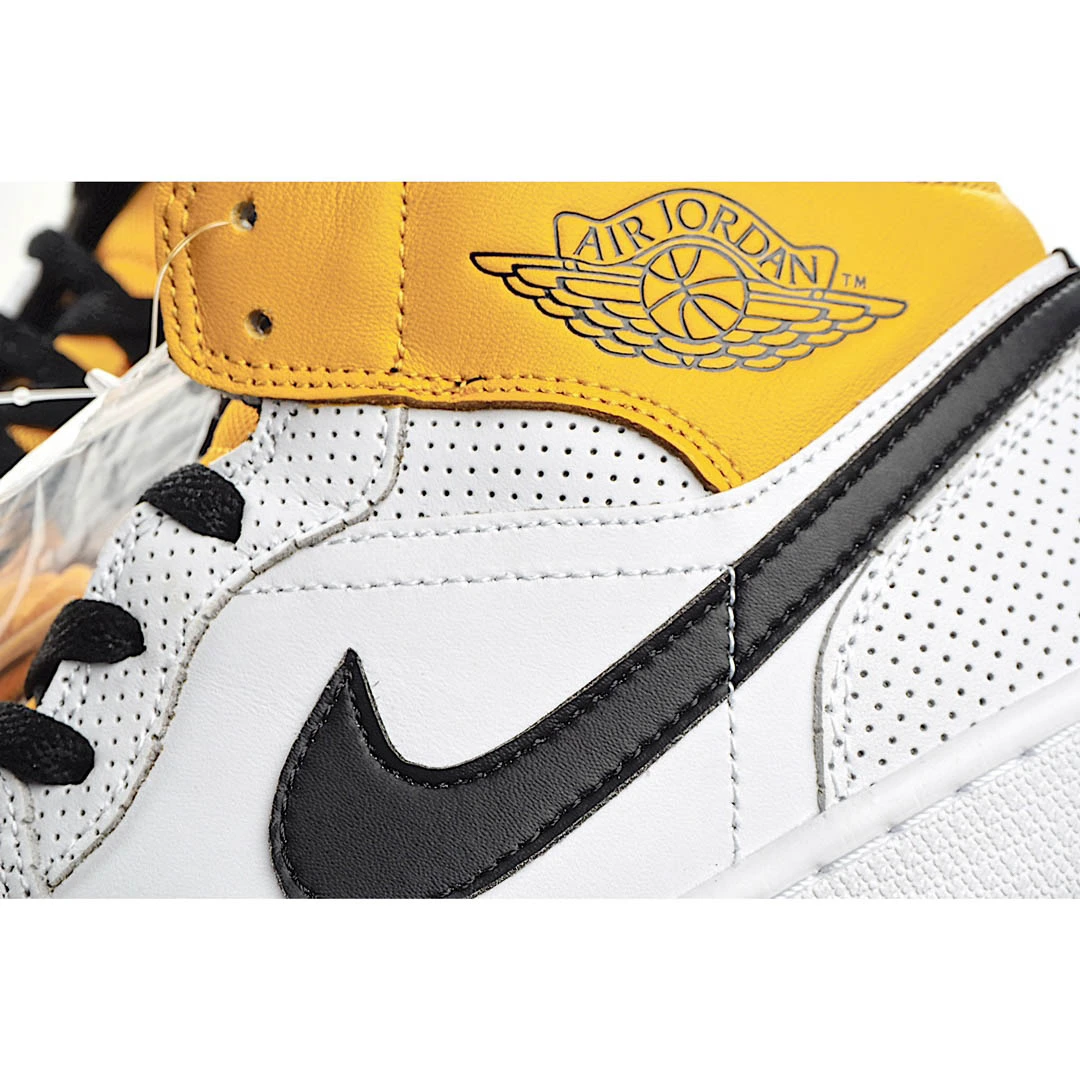 Wmns Air Jordan 1 Mid Perforated – White University Gold