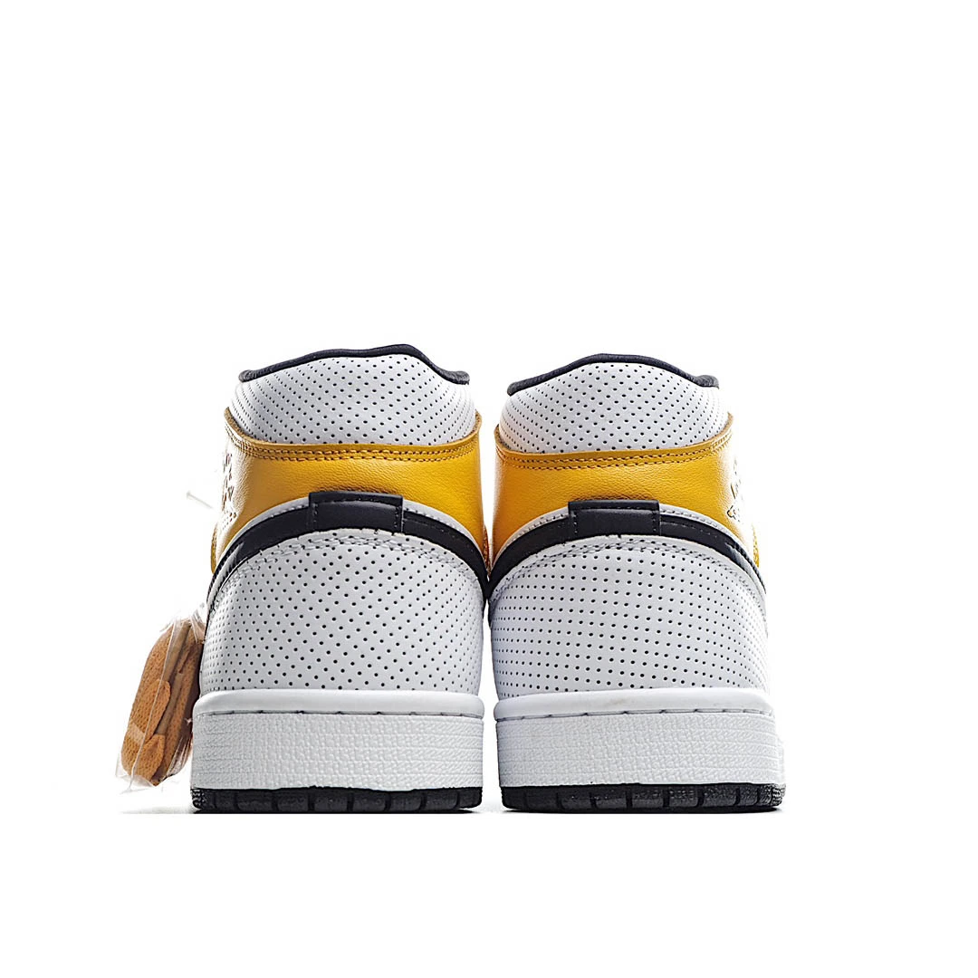 Wmns Air Jordan 1 Mid Perforated – White University Gold